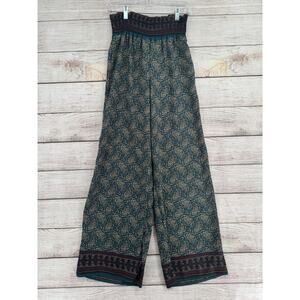 Painted Threads Elastic Waist Wide Leg BOHO Pants Women's Size Small Green